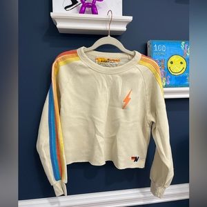 Cream aviator nation cropped crewneck